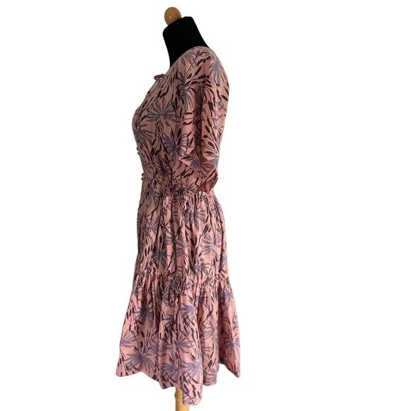 MADEWELL Button-Front Tiered Dress in Oasis Palms size medium. Retails $138 - Picture 8 of 16